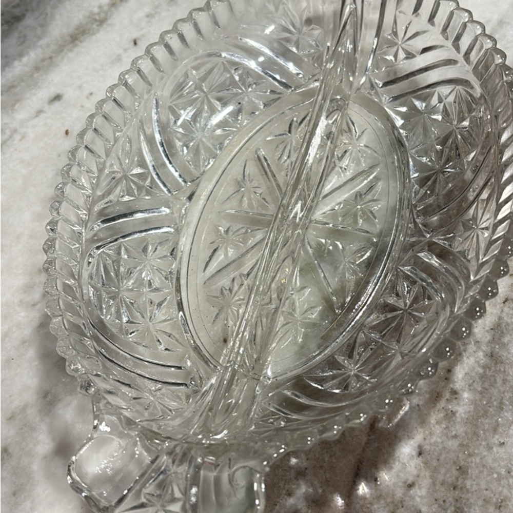 Intricate Clear Glass Serving Dish